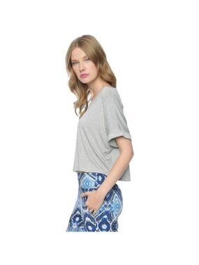 ELLA MOSS as seen on Lily TOP Collins Heather Grey CROPPED Tee SYDNEY Boxy USA M